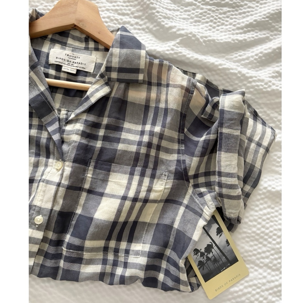 Trovata Voile Madras Boyfriend Style Shirt